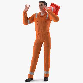 3D Road Worker Greeting Pose